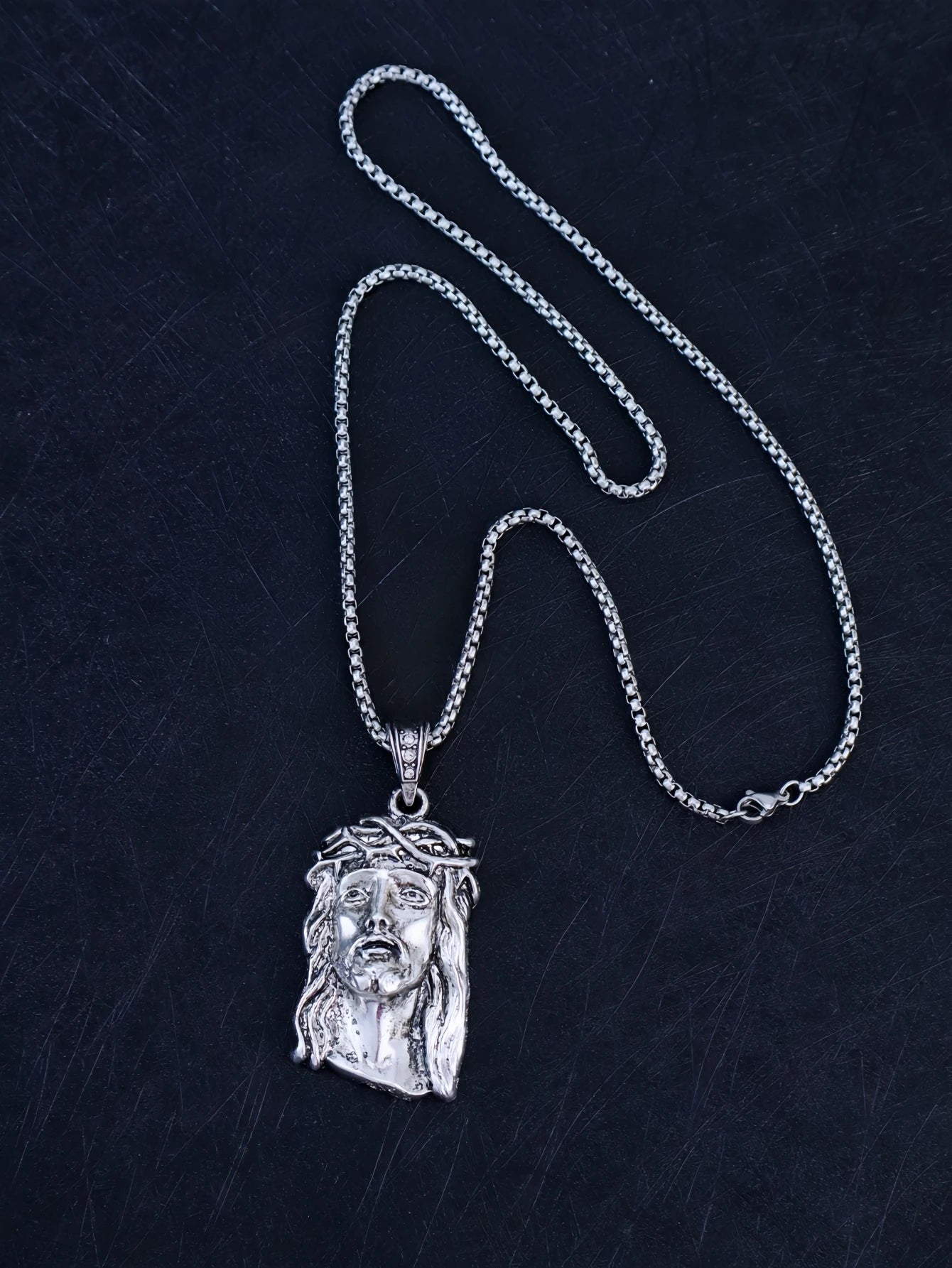 LLL 6 Sizes Hip Hop Punk Style God Jesus Head Deluxe Gold Plated Pendant Collar Necklace Figaro Chain Men Women Jewelry