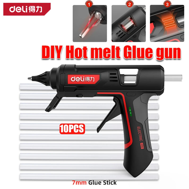 Deli 40W Hot Melt Glue Gun DIY Household Industrial Glue Guns with 10pcs Glue Sticks, for DIY, Sealing, Arts & Crafts Projects