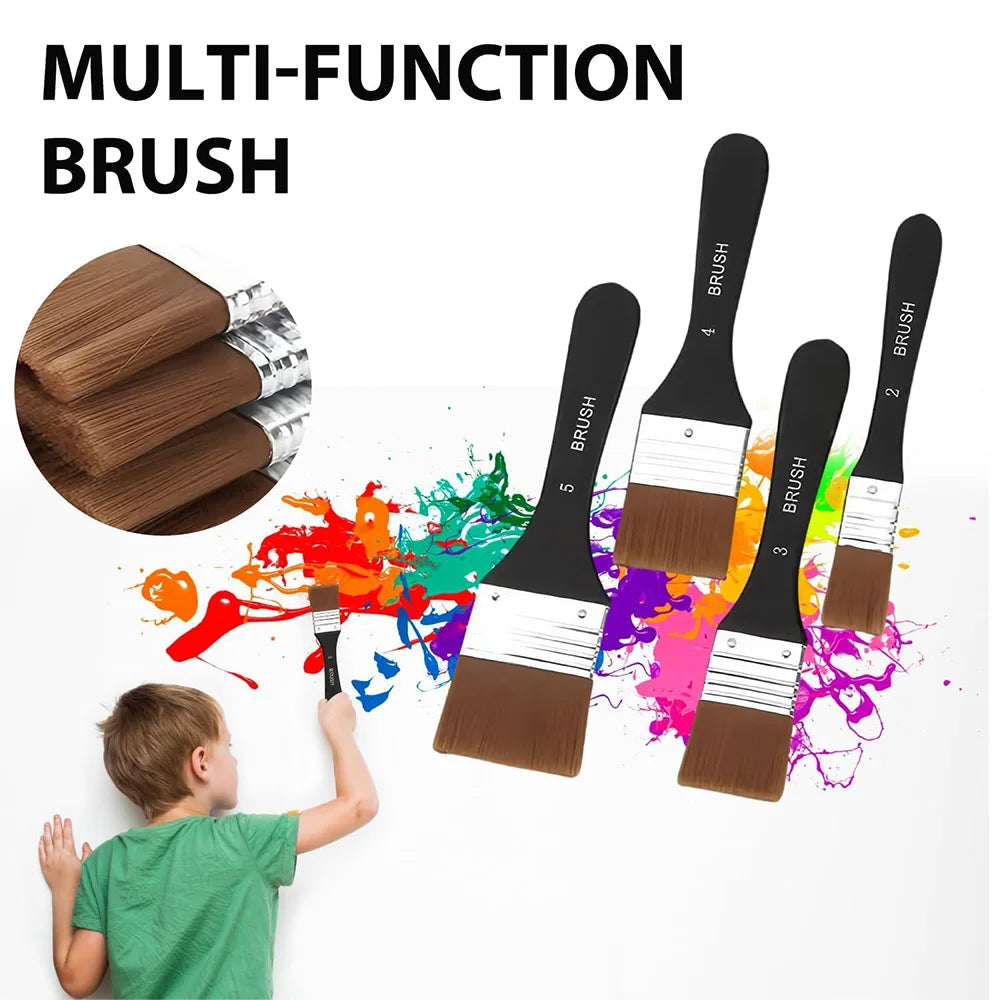 1/4 Pcs Paint Brush, Flat Bright Paint Brushes Craft Basecoating Paint Brushes with Wooden Handle for Acrylic, Oil, Watercolor