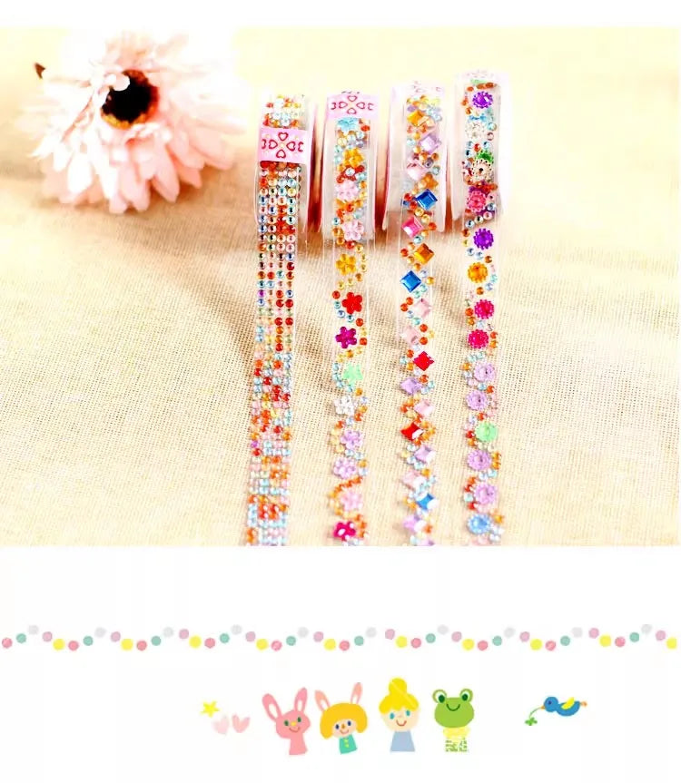 5 self crystal rhinestone sticker rolls with sparkling diamond texture mobile phones photo albums DIY decorative materials