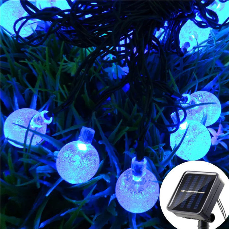 5/7/12m Solar String Light Outdoor LED Crystal Globe Light Solar Fairy Light Garden Light for Christmas Wedding Party Decoration