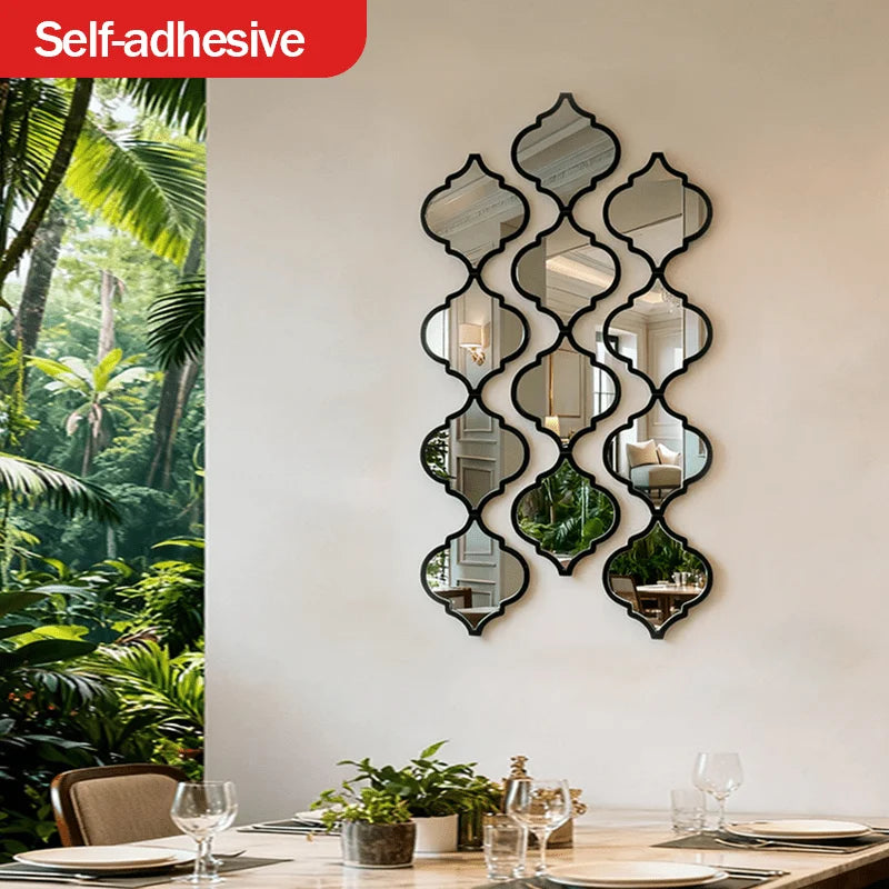 12pcs Large Moroccan Mirror - Wall-Mounted for Living Room, Hallway - Elegant Decorative Accent Wall Decor, Wall Mirror Decor