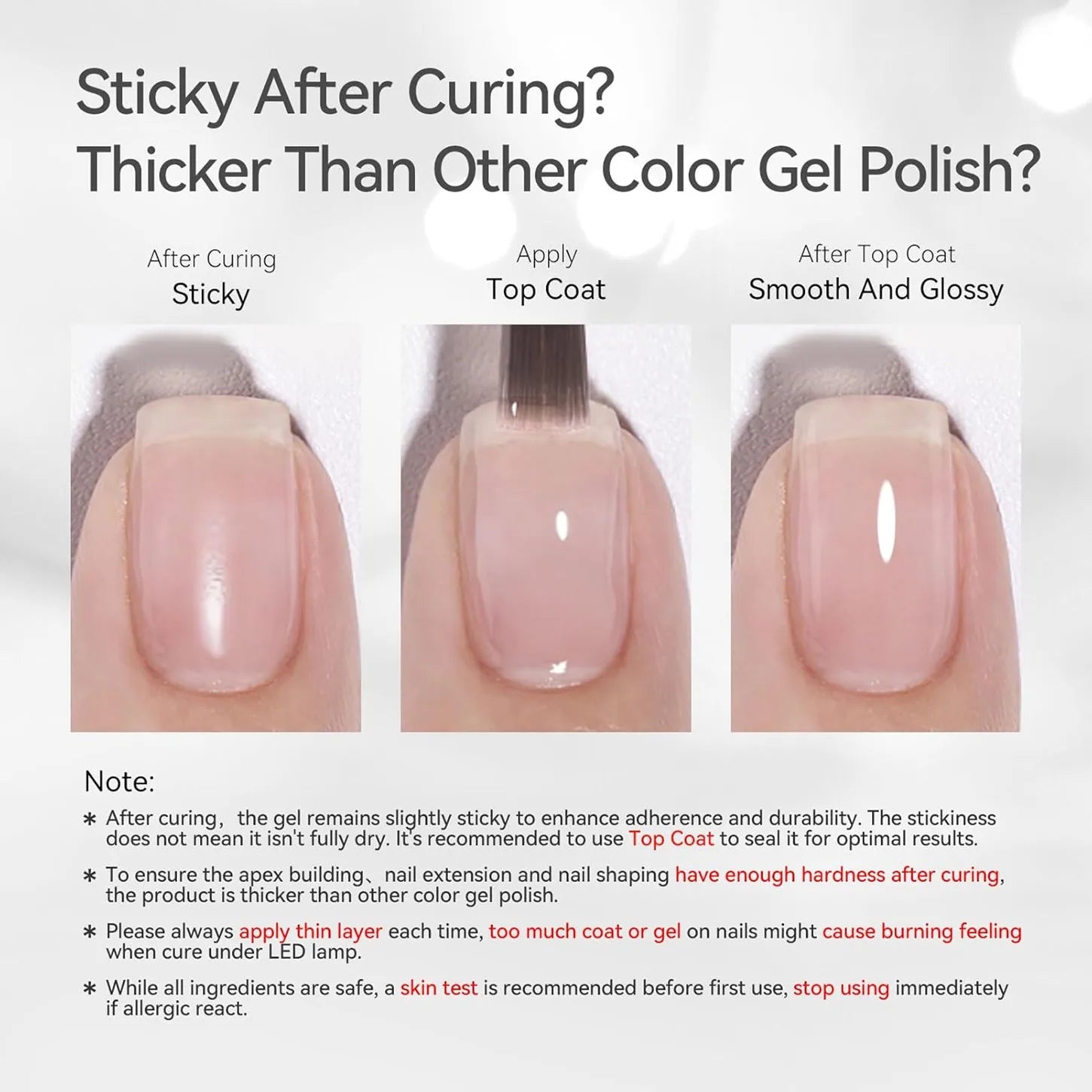 Builder Nail Gel, 7-in-One Clear Builder for Nails, LED Lamp Cured Rubber Base Gel Polish Coat Strengthener Thickening Extension