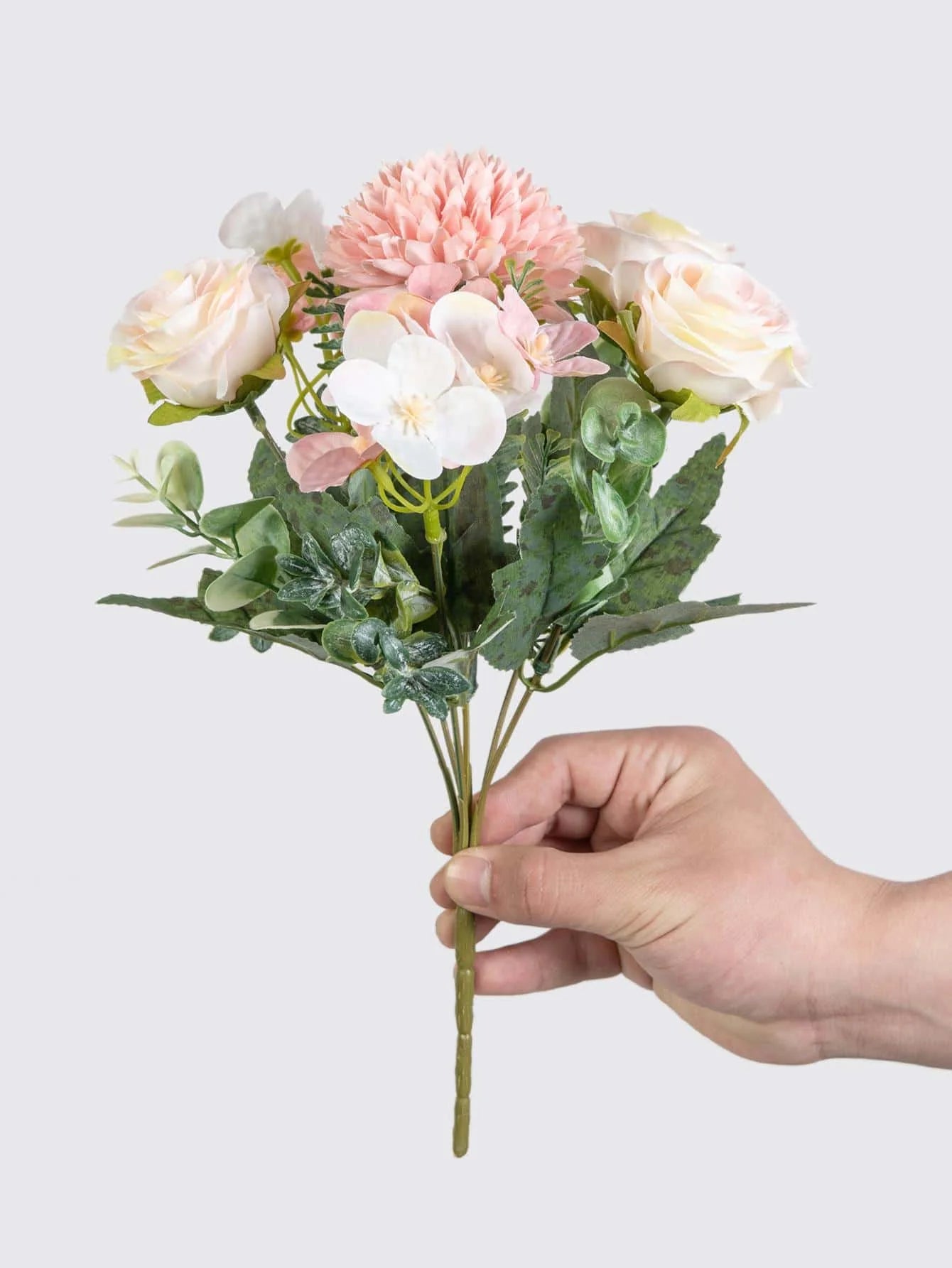 1 Bouquet Artificial Roses w/ Silk Balls: Wedding Home Decor & Holiday/Birthday Gift DIY