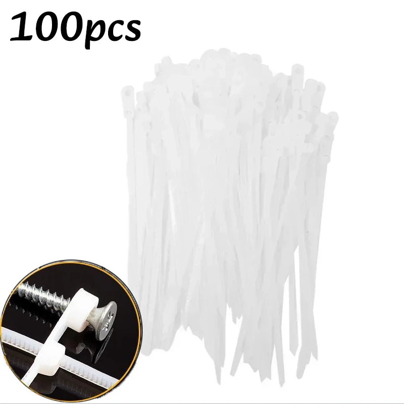 100-500pc Nylon Cable Ties with Screw Mounting Hole Fixed Cables Zip Tie Wire Fastening Straps Reusable Self-locking Cable Ties