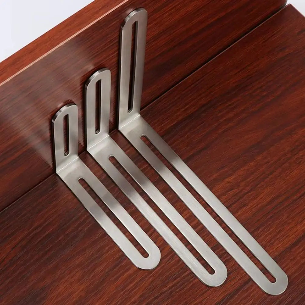 1/2Pcs Stainless Steel Angle Bracket Furniture Fastener 90 Degree Right Angle Corner Brace Joint Silver L Shape