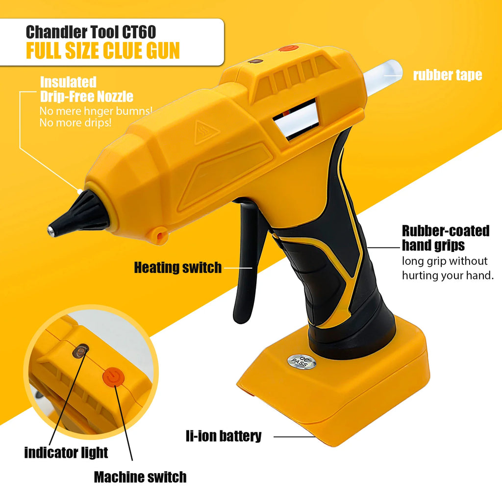 Cordless Hot Glue Gun Compatible with Dewalt 20V Battery, Electric Hot Glue Gun w/10 Melt Glue Sticks for DIY (Tool Only)