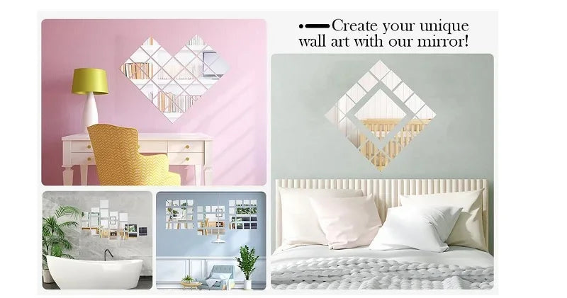 100/200/500Pcs 10x10mm/15x15mm Mini Acrylic Square Mirror Mosaic Tiles Bulk Mirror Wall Sticker For Diy Crafts Home Decoration