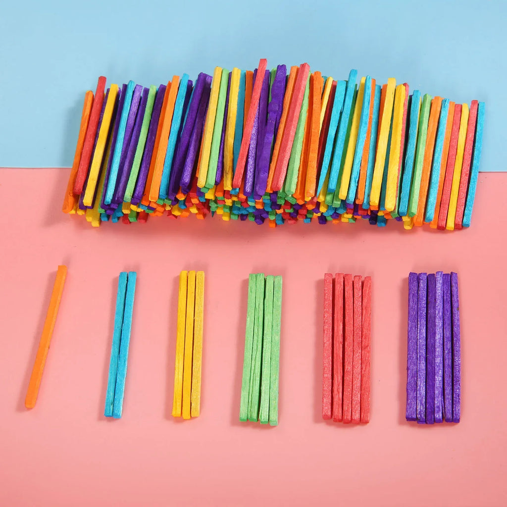 200pcs/set Wood Sticks Match Rods Colorful 3D Puzzle DIY Craft Kids Mathematics Teaching Aids Educational Learning 4.2cm Length