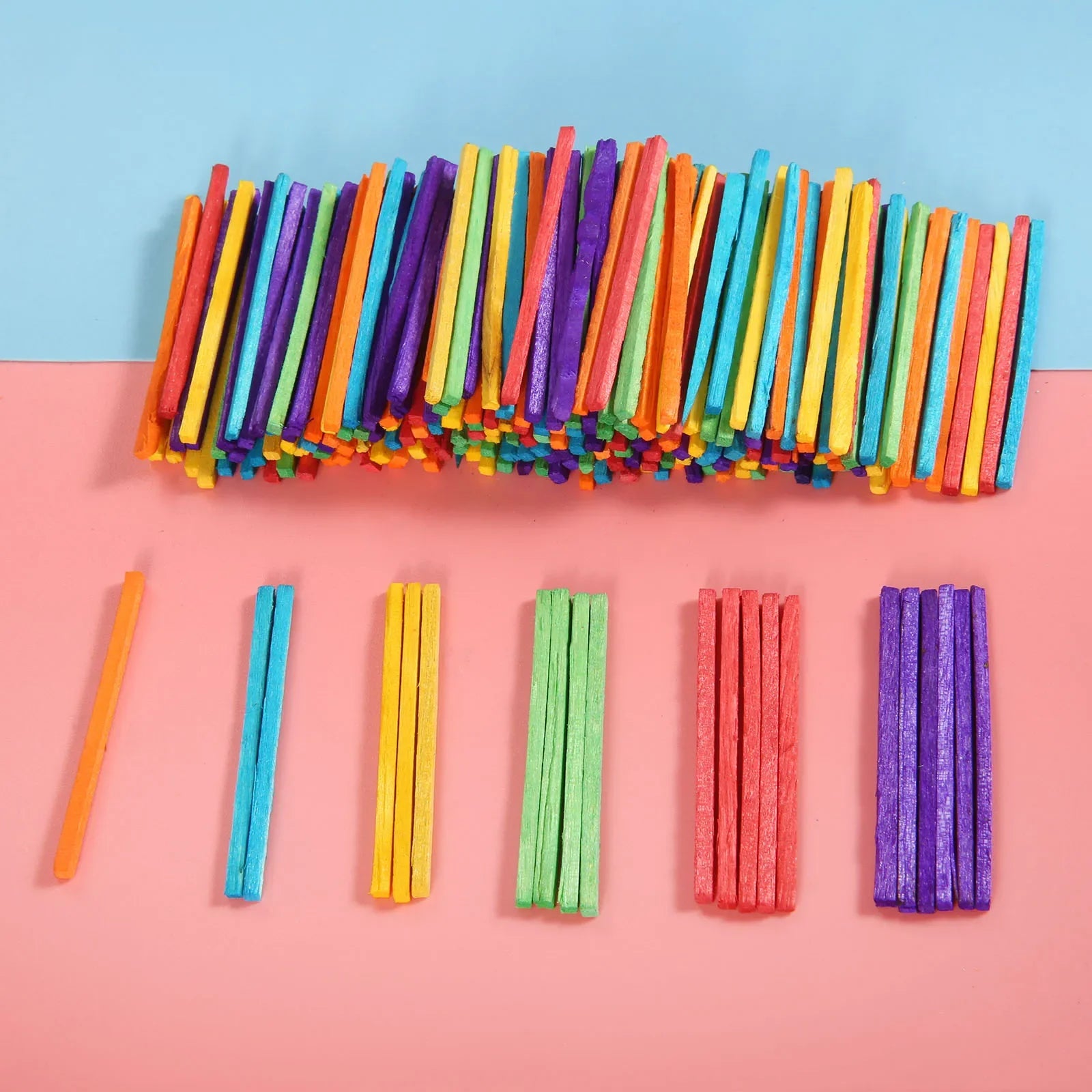 200pcs/set Wood Sticks Match Rods Colorful 3D Puzzle DIY Craft Kids Mathematics Teaching Aids Educational Learning 4.2cm Length