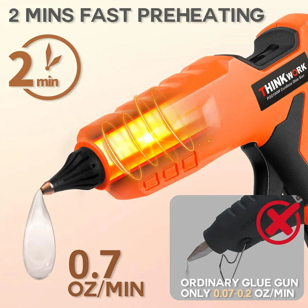 20V Cordless Hot Glue Gun Kit with 30 Sticks, Fast Heating for DIY Crafts and Repairs, Rechargeable Battery Included
