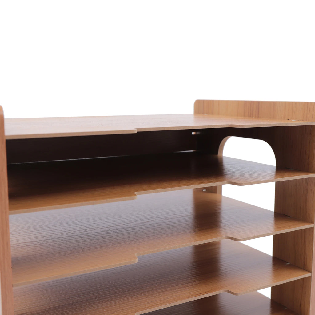 7Tier High-density Board Widen Wood Office Paper Organizer For Desk Desktop File Holder Desk Letter Tray & A4 Paper Sorter