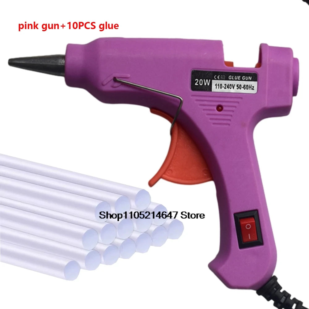Hot Melt Glue Gun DIY Mini Household Industrial Guns Heat Temperature Thermo EU Electric Repair Tool Use 7mm Glue Sticks 20W