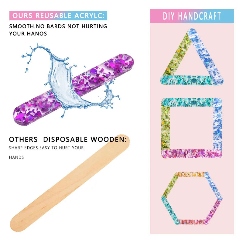 10 pcs Reusable Colorful Acrylic Popsicle Sticks, Cakesicle Sticks, Ice Cream Sticks, Craft Sticks, Chocolate Lollipop Holder