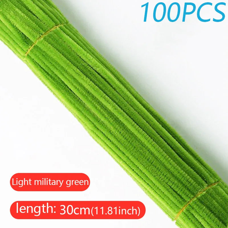 100PCS Colorful Twisted Rod DIY Handcraft Bar Wire Imaginative Wool Root Fluffy Bar Iron Wire Sticks Art Kids Educational Toys