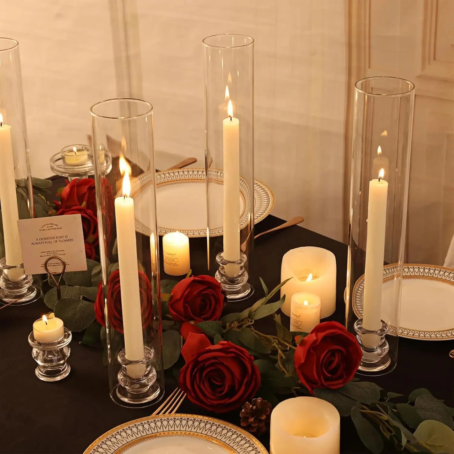 20pcs transparent candle holder, hurricane glass candle holder, used for decorating the center of the dining table, wedd