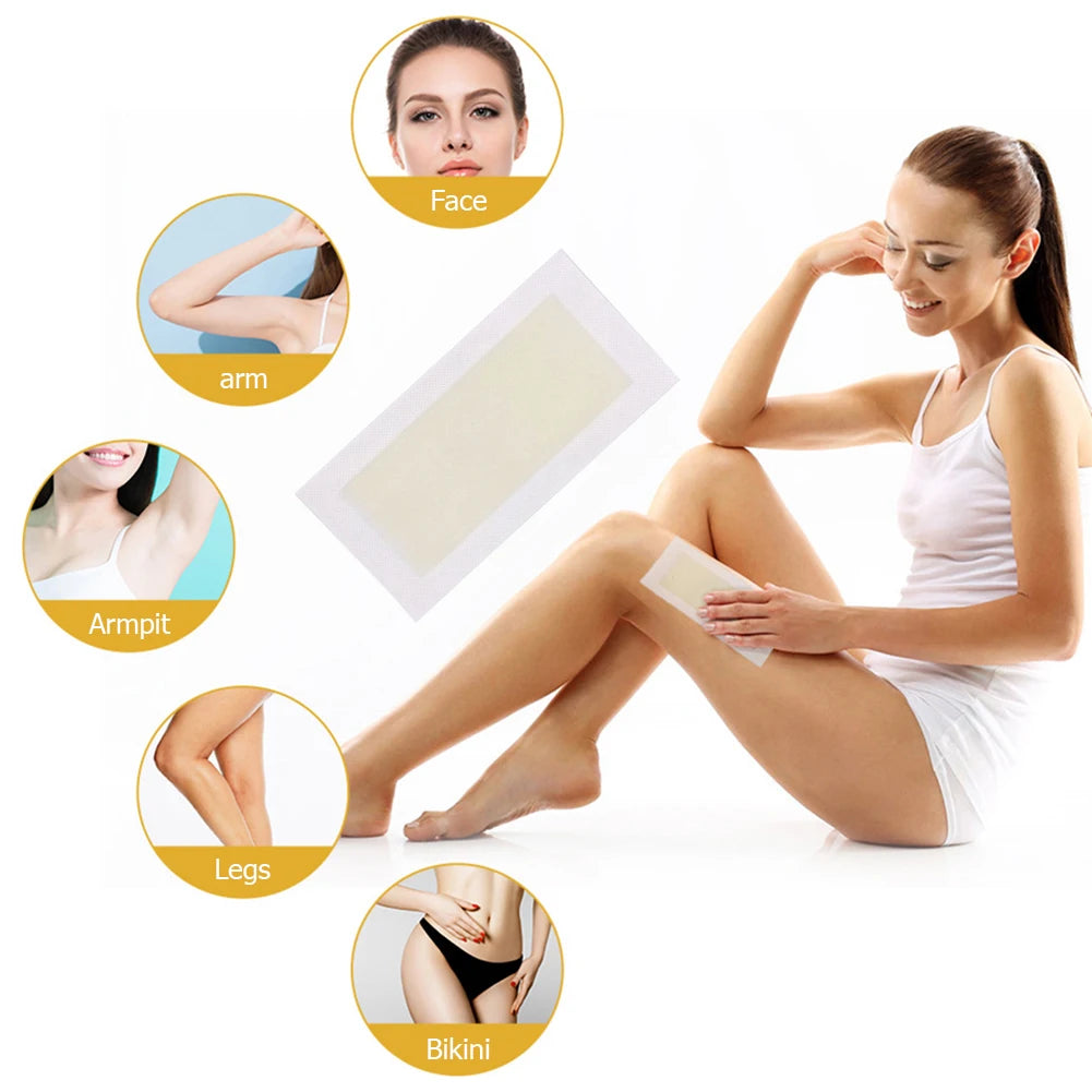20pcs Hair Removal Wax Strips Roll Underarm Wax Strip Paper Waxing Wipe Sticker Beauty Tool for Face Body Leg Arm Hair Removal