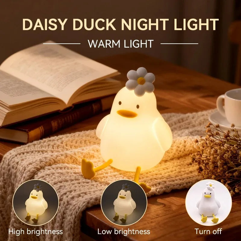 Cute Duck Led Night Light USB Rechargeable Nightlights Silicone Lamp Touch Switch Children Kid Bedroom Decoration Birthday Gift