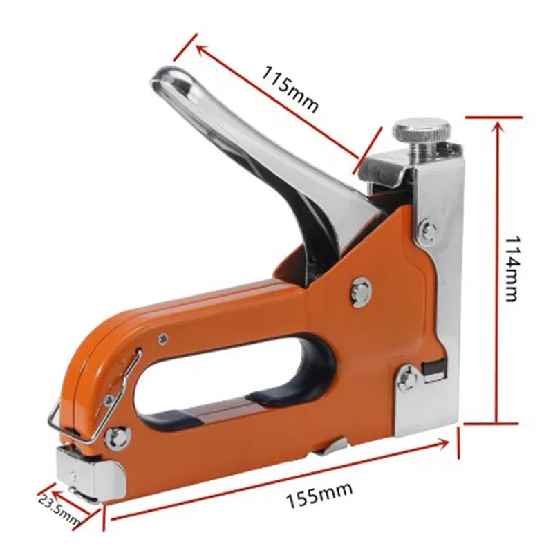 Heavy Duty 3-in-1 Manual Staple Gun Brad Nailer Alloy Steel for Upholstery Wood Easy to Use Tool