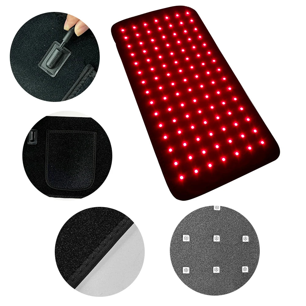 105 Leds Red Light Pad for Waist Leg Arm Knee Feet Pain Relief 660nm 850nm Near Infrared Light Wrap with Elastic Strap