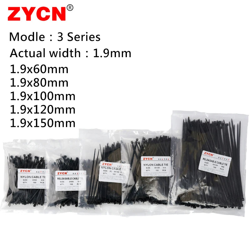 500pcs Self-Locking Nylon Cable Ties 2.5*100/150/200 3.5*250 4.5*300 Plastic Zip Loop Wire 4-6-8-10-12inch Wrap Fixed Binding