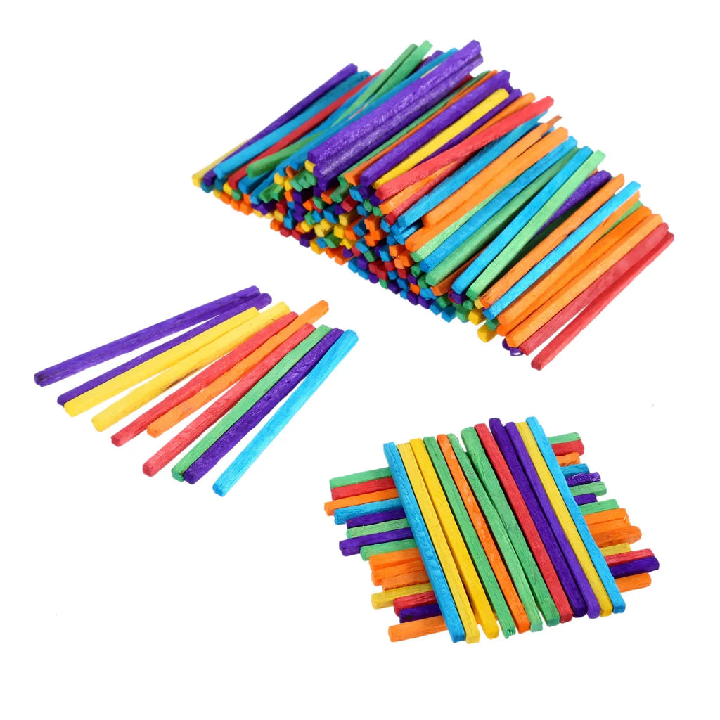 200pcs/set Wood Sticks Match Rods Colorful 3D Puzzle DIY Craft Kids Mathematics Teaching Aids Educational Learning 4.2cm Length