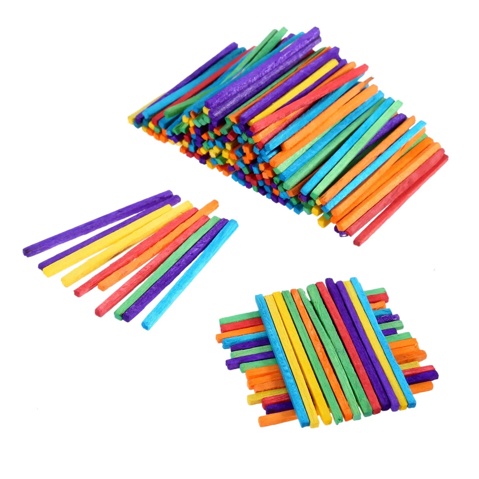 200pcs/set Wood Sticks Match Rods Colorful 3D Puzzle DIY Craft Kids Mathematics Teaching Aids Educational Learning 4.2cm Length
