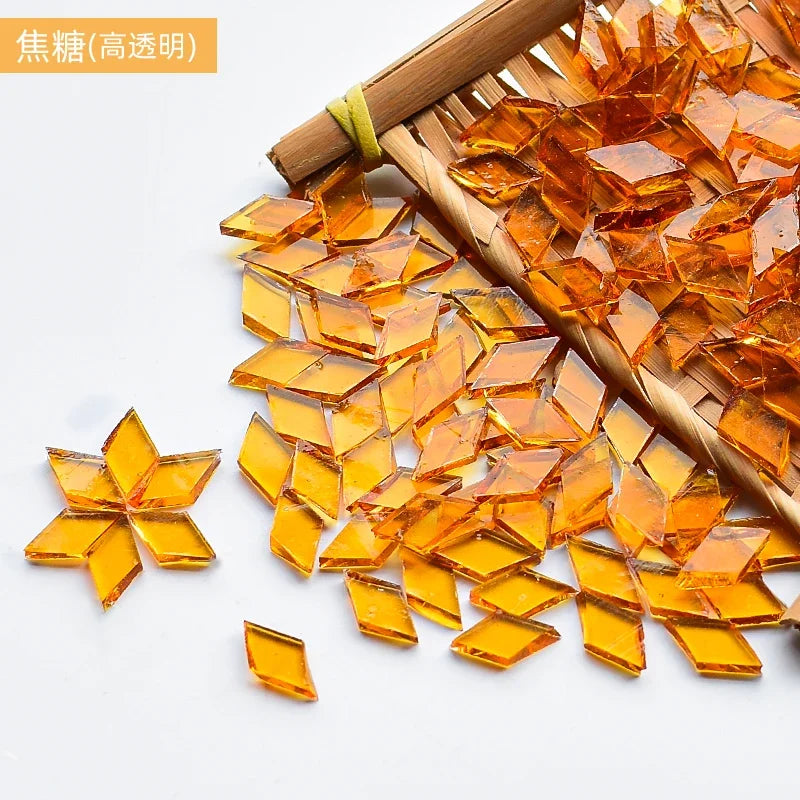 200g Diamond Shape Mosaic Mica Stained Glass Mosaic Tiles Mosaic Making Tiles for Puzzle Art DIY Craft Lamp Table Accessories