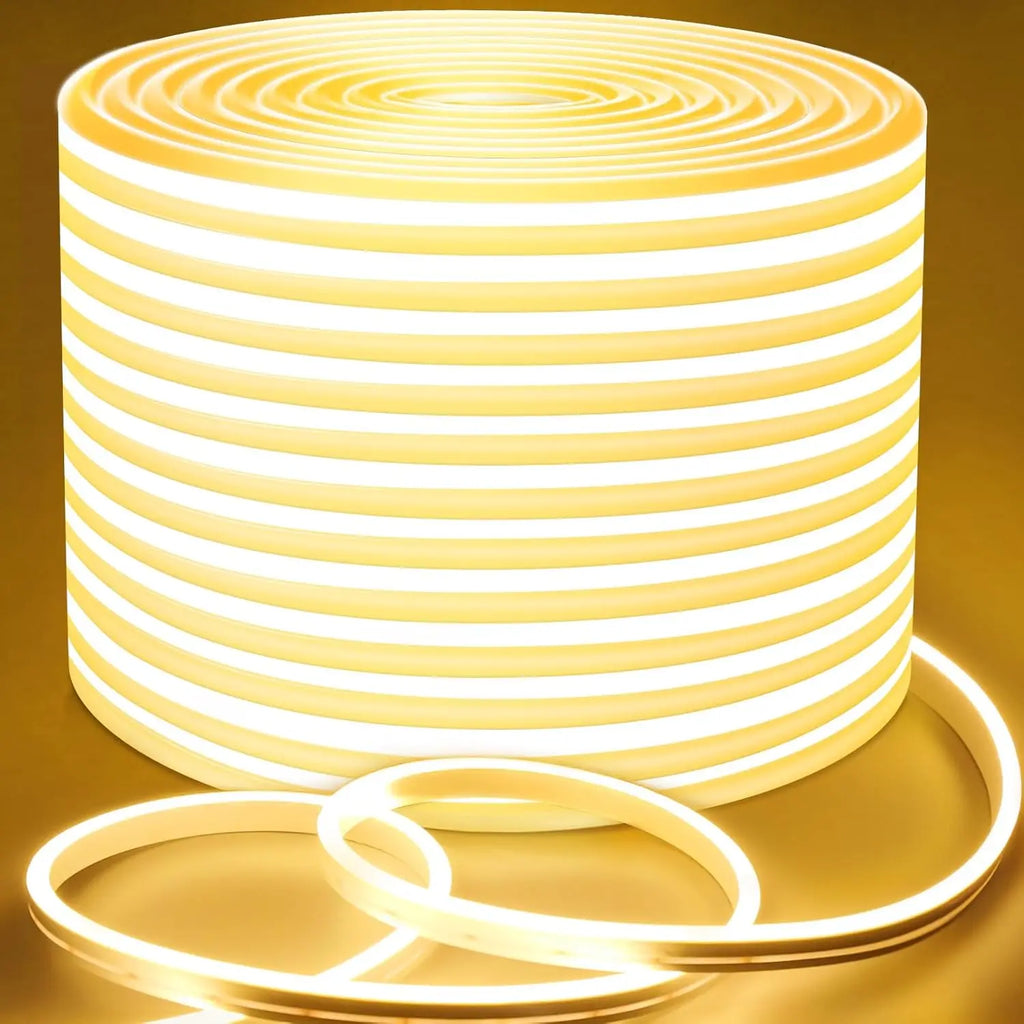 100Ft Warm White Dimmable LED Strip Lights, IP65 Waterproof Flexible Neon Rope for Indoor Outdoor Decor