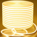 100Ft Warm White Dimmable LED Strip Lights, IP65 Waterproof Flexible Neon Rope for Indoor Outdoor Decor