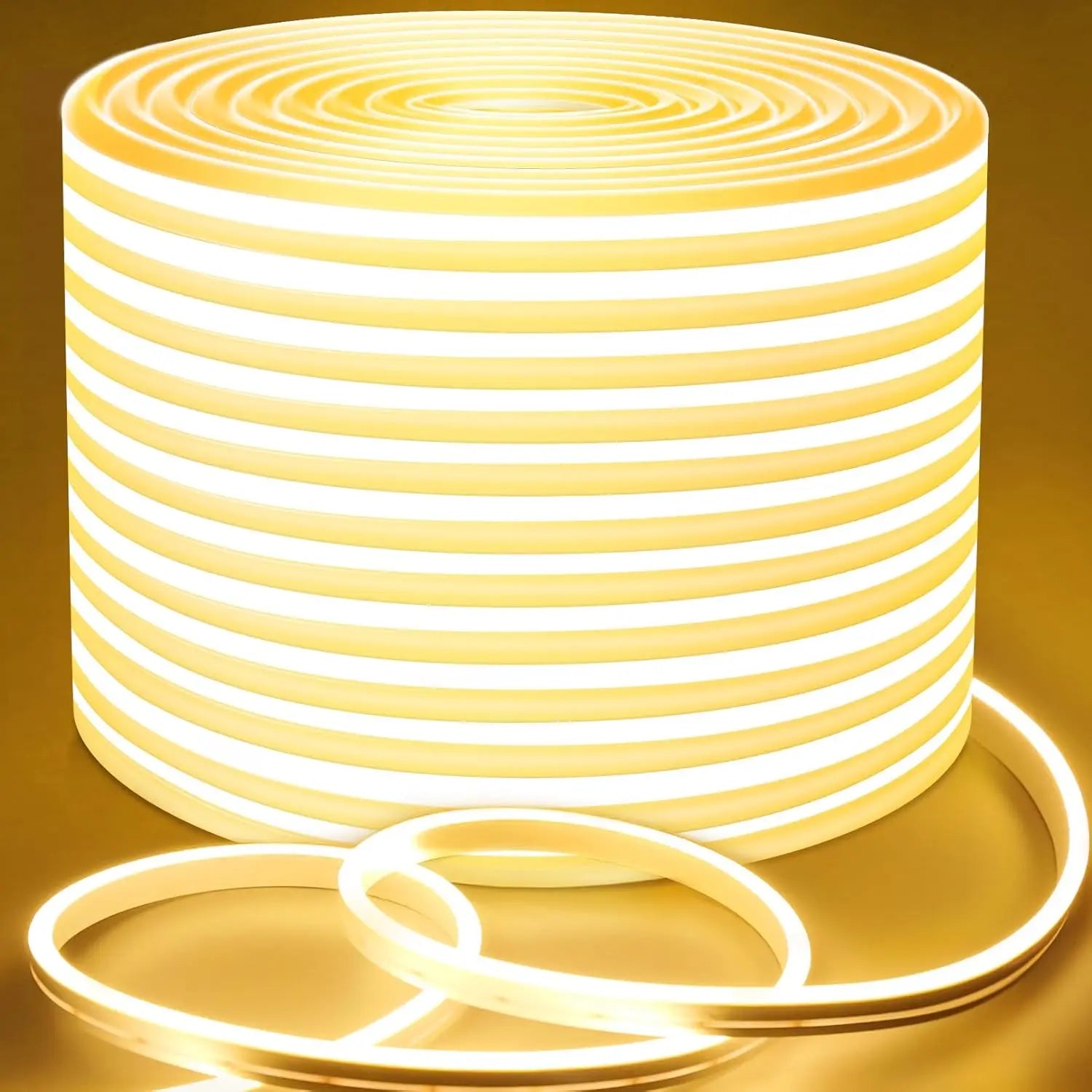 100Ft Warm White Dimmable LED Strip Lights, IP65 Waterproof Flexible Neon Rope for Indoor Outdoor Decor