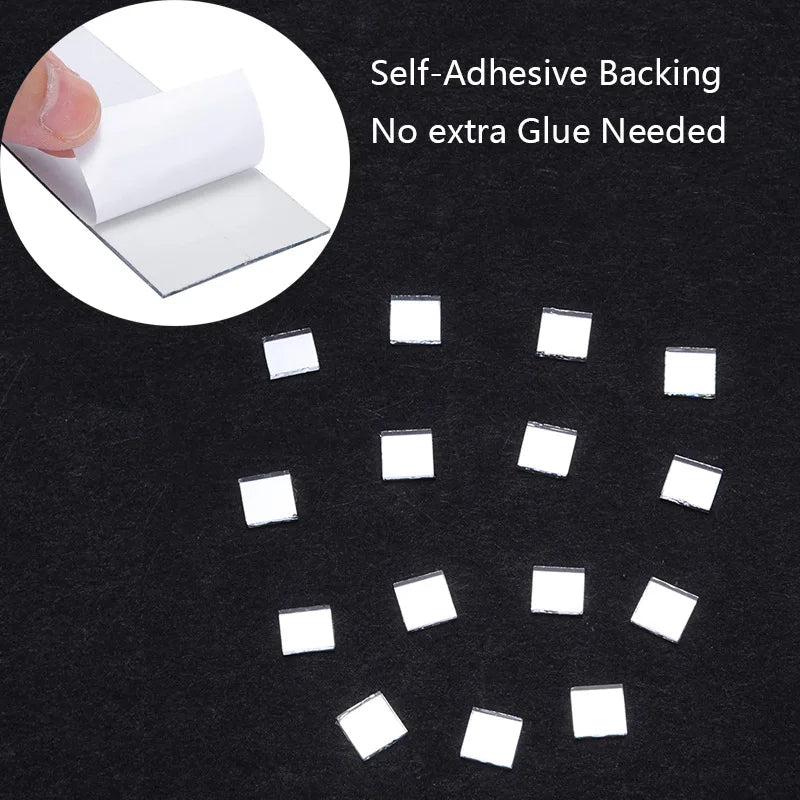 Self-Adhesive Real Glass Craft Mini Square Mirrors Mosaic Tiles Stickers Bathroom DIY Handmade Craft Home Decoration Making Tool