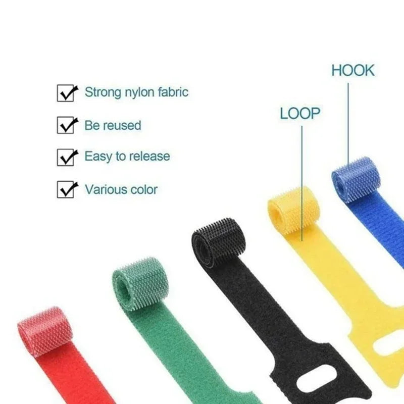 10/30/50pcs Multi-Purpose Fastener Cable Straps Tape Cable Ties Reusable Hook Loop Strips Wire Ties Cables Organizer Cord \][o