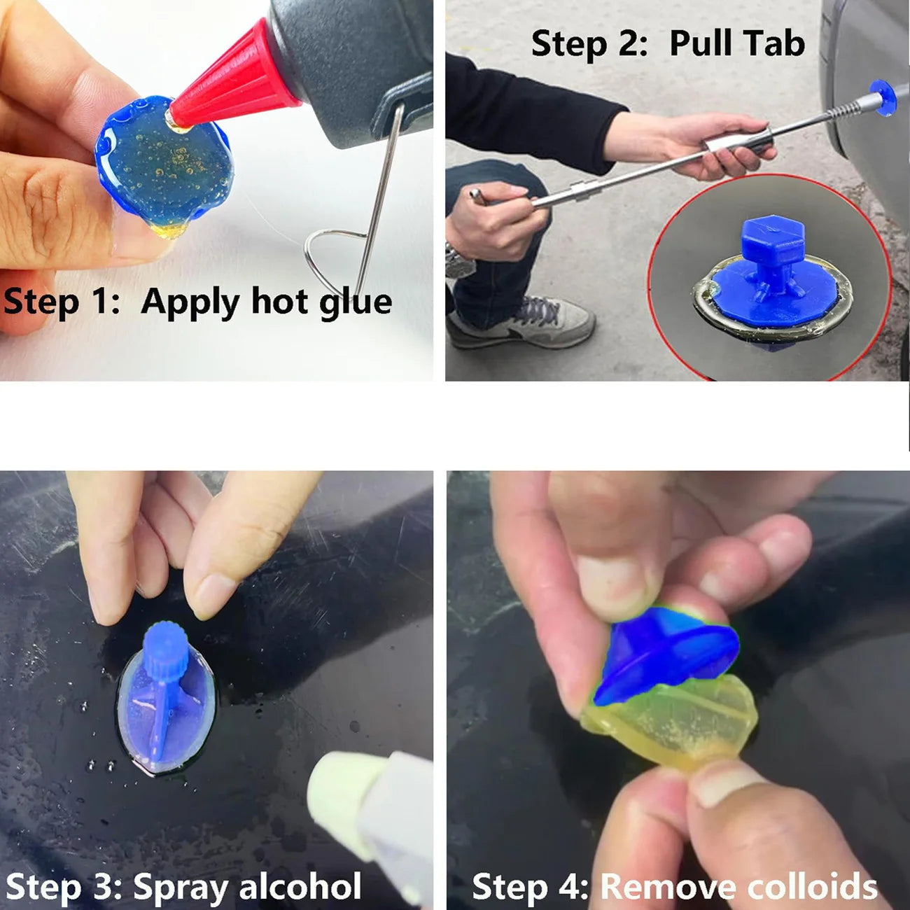 Car Dent Repair Tool Glue Gun Paintless Sheet Metal 2 in 1 T-bar Dent Repair Kit Auto Dent Remover Suction Auto Dent Puller Tool
