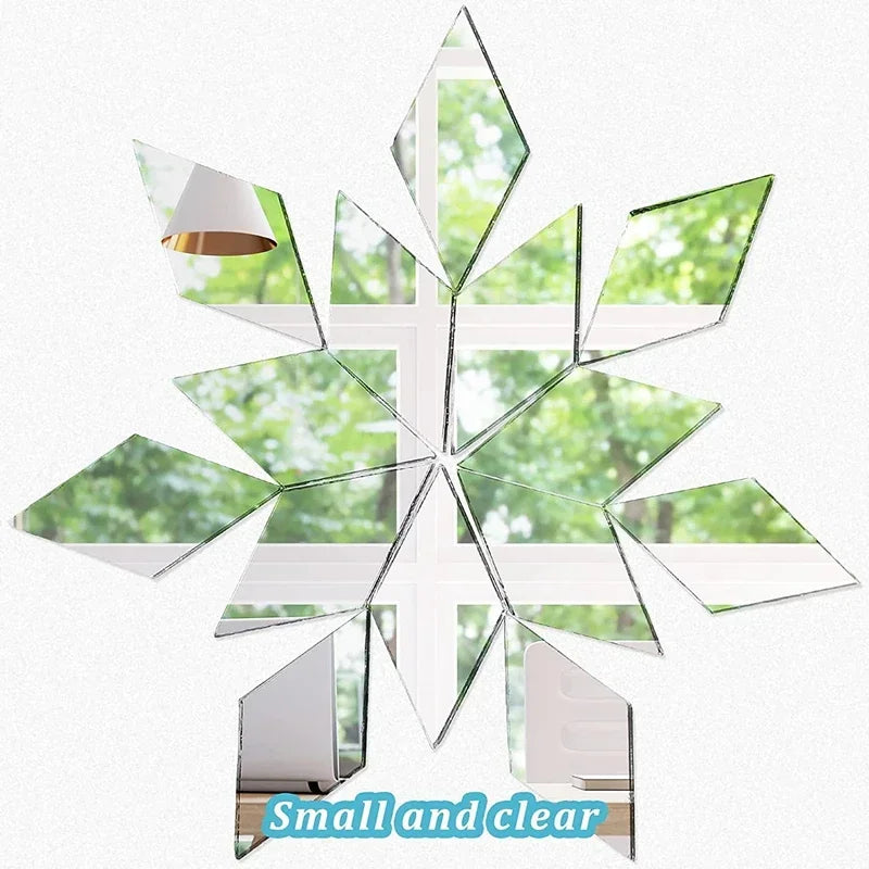 100~500PCS Mirror Mosaic Tile Wall Sticker Bulk Diamond Shape DIY Craft Handcrafted Accessory Home Wall Artwork Decor Supplies