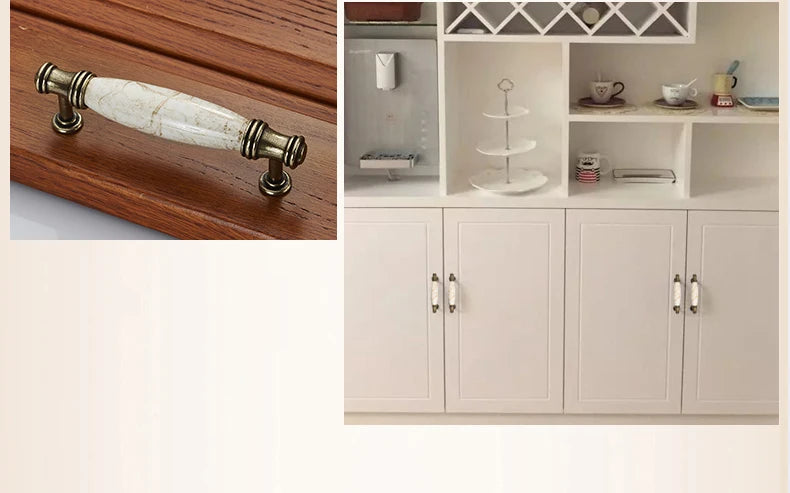 European Bronze Ceramic Cabinet Handles Zinc Alloy Drawer Knobs Wardrobe Door Handles Furniture Handle
