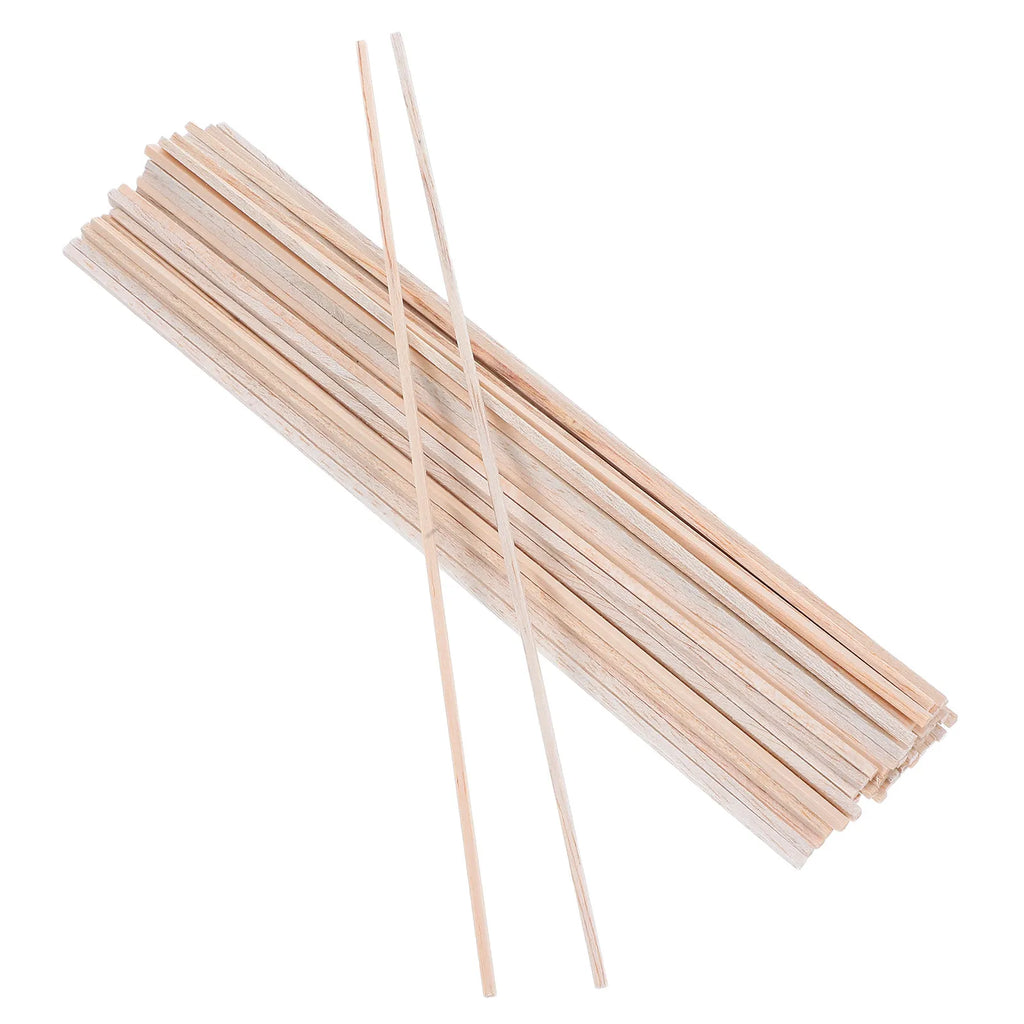 50pcs Balsa Wood Sticks 30Cm Square Wooden Dowel Rods Unfinished Natural Craft Supplies For Diy Models Woodworking Projects