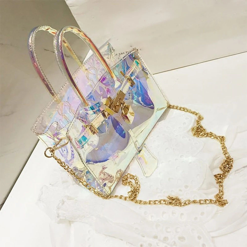 Clear Transparent PVC Holographic DIY Crafts Multicolor Fabric Vinyl Film PVC Fabric Sewing Accessories Handcrafted