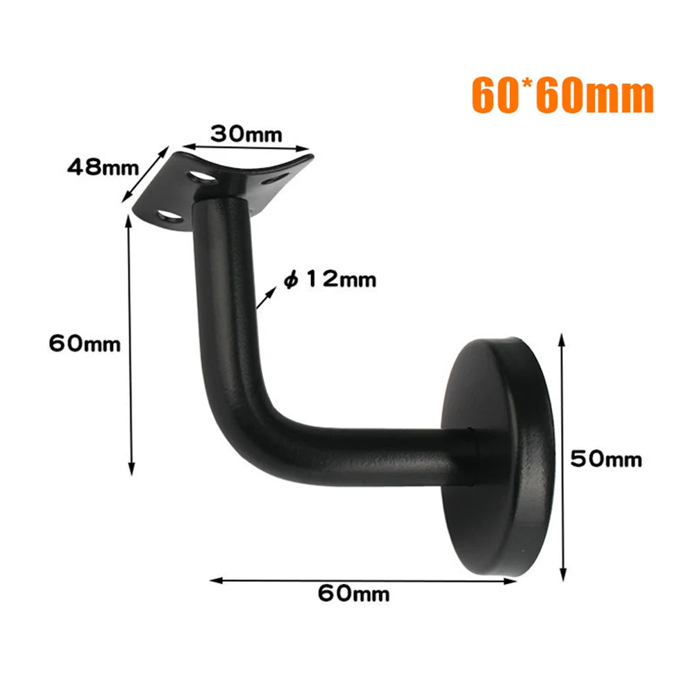 Black Handrail Bracket Stainless-Steel Handrails Wall Mounted Bracket Support Hand Rail Stair Railing Guardrail Accessory