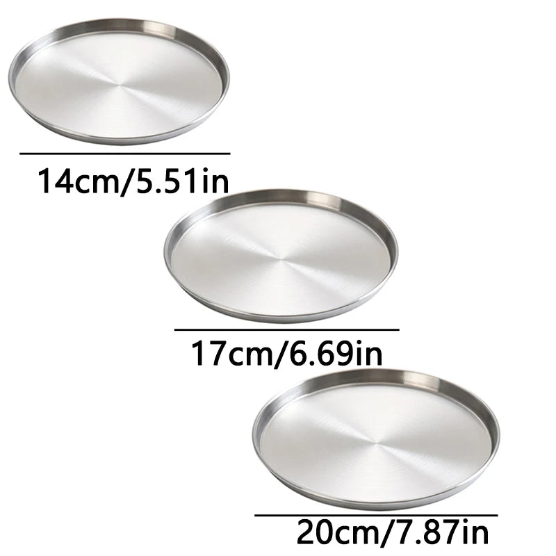 Kitchen Bar Tableware Cake And Fruit Snack Plate Kitchen Accessories Stainless Steel Plate Camping Picnic Plate