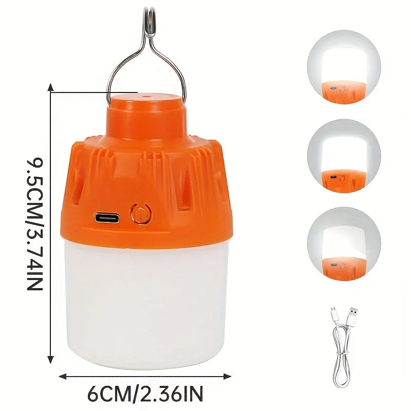 1/2/4PCS Outdoor Camping Portable Electric Lamp, Portable LED Camping Light Bulb, USB Charging, 3 Lighting Modes, White/Orange