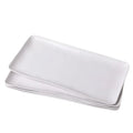 White Melamine Rectangular Serving Platter Trays, Set of 4, 14 X 7 Fruit Cake Bread Sushi Plate for Party Serving Food, Lightwei