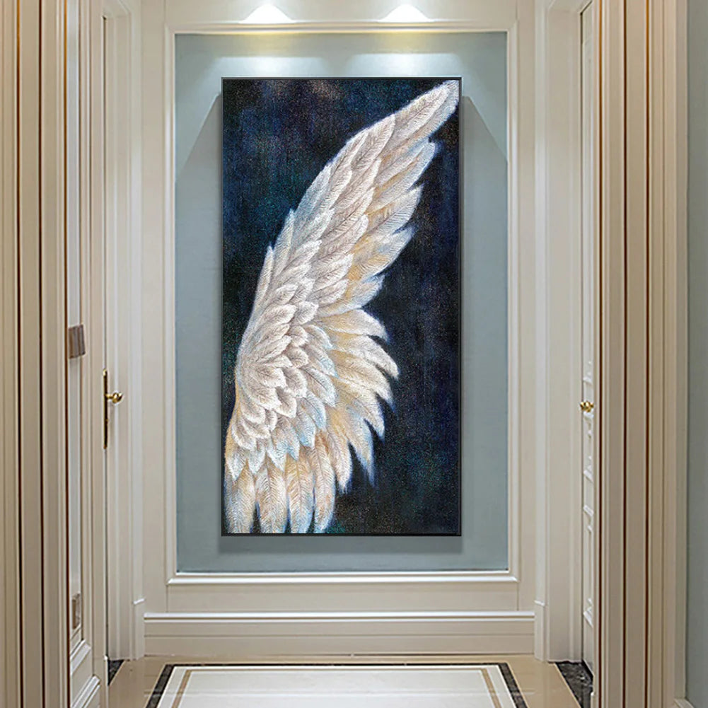 DIY Full Square Drill Rhinestone Diamond Painting White Angel Wings Handwork Art