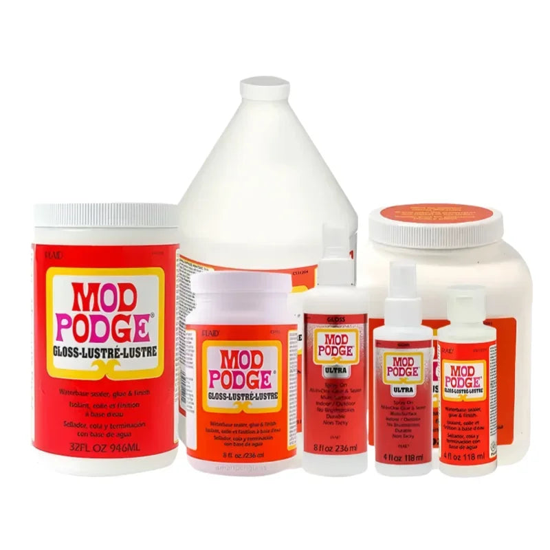 Mod Podge Gloss Sealer Glue Finish for Paper Wood Fabric Craft Quick Dry Non Toxic Clear Coating 2oz 4oz 8oz - Original Product