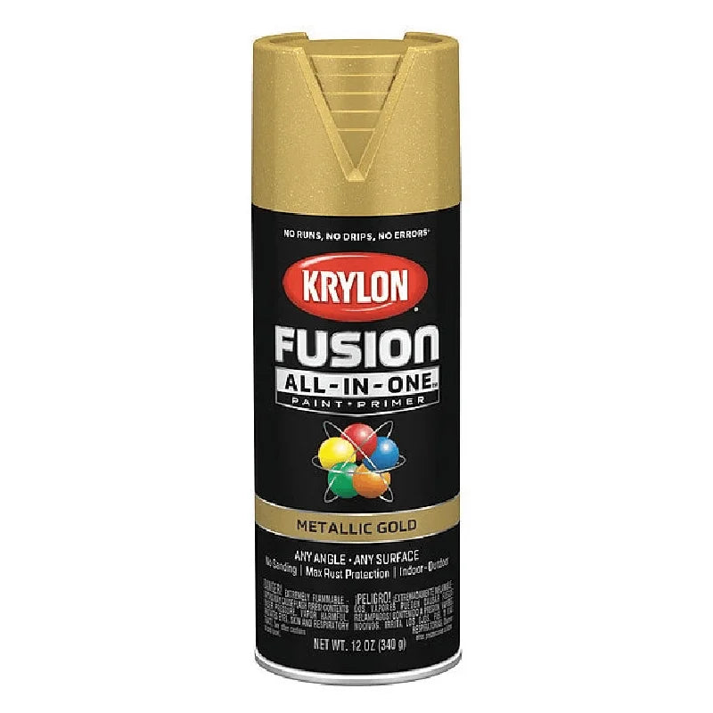 Metallic Spray Paint, Gold, Metallic, Solvent, 12 oz
