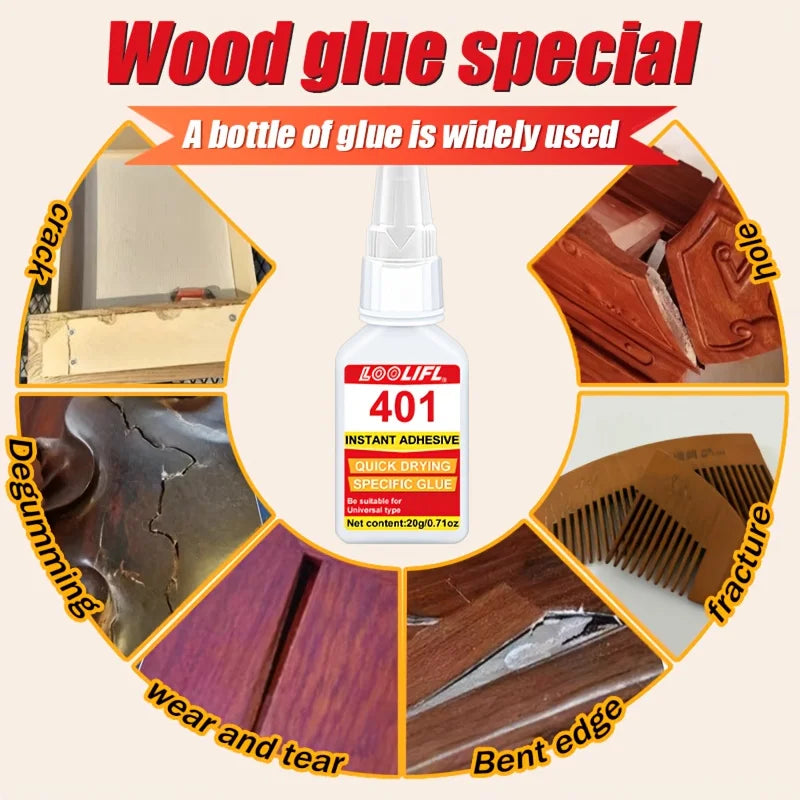 3PCS 401 super glue,wood repair glue,suitable for wood,metal,plastic,fixing cabinets,doors,floors, guitars,hanging decorations
