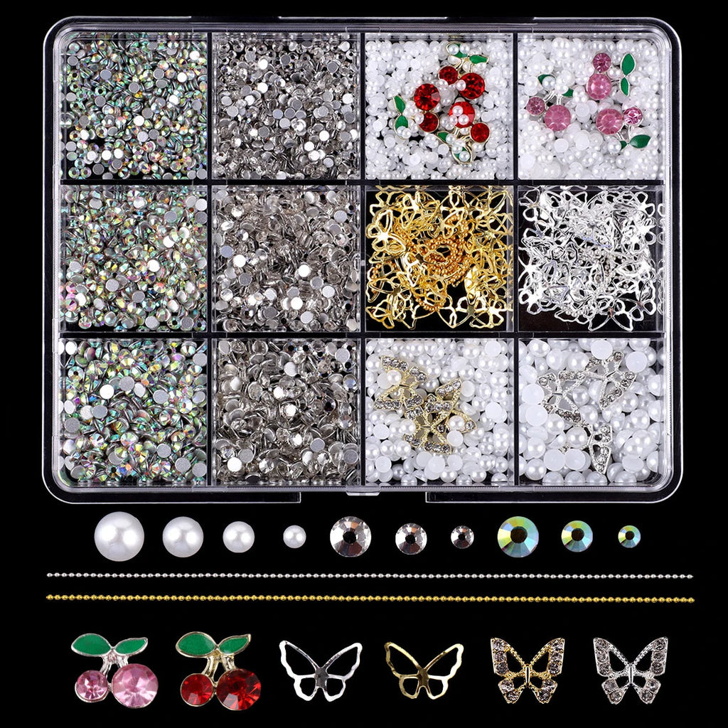 3 boxes/multi-style nail jewelry mix Flat back glass rhinestone mix color/shape Nail art rhinestone crystal shiny flat back rhin