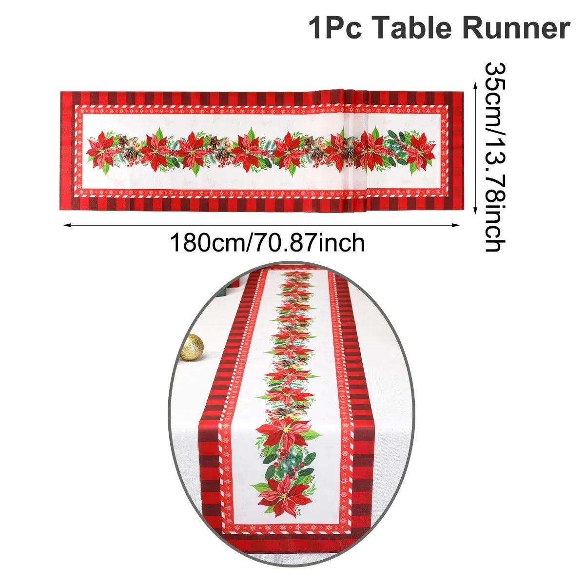 Christmas Poinsettia Table Runner Merry Christmas Decoration for Home 2025 Xmas Navidad Notal Noel Tablecloth New Year 2026 Gift