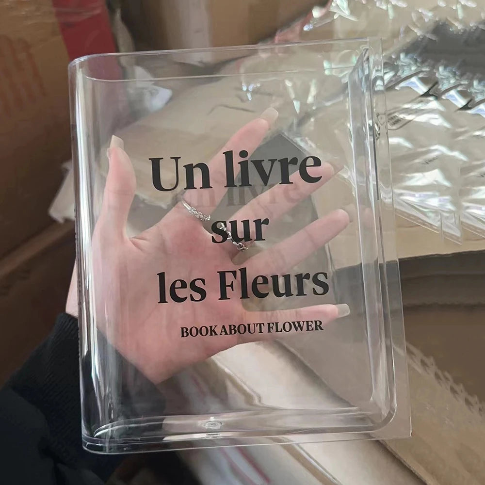 Acrylic Book Shaped Flower Arrangement Box,Book Vase,Nordic Style Acrylic Vase,Hydroponic Flowers,Desktop Decoration Ornament