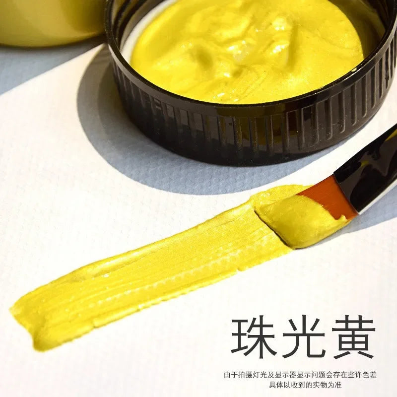 60/100ml Golden Acrylic Paint Metal Pearlescent Hand-painted Gypsum Glue Waterproof and Non-fading DIY Painted Paint